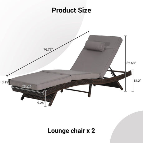 Set Of 2 Outdoor Wicker Reclining Lounge Chairs - Driftwood - Sleep Galleria