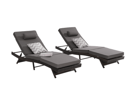 Set Of 2 Outdoor Wicker Reclining Lounge Chairs - Driftwood - Sleep Galleria