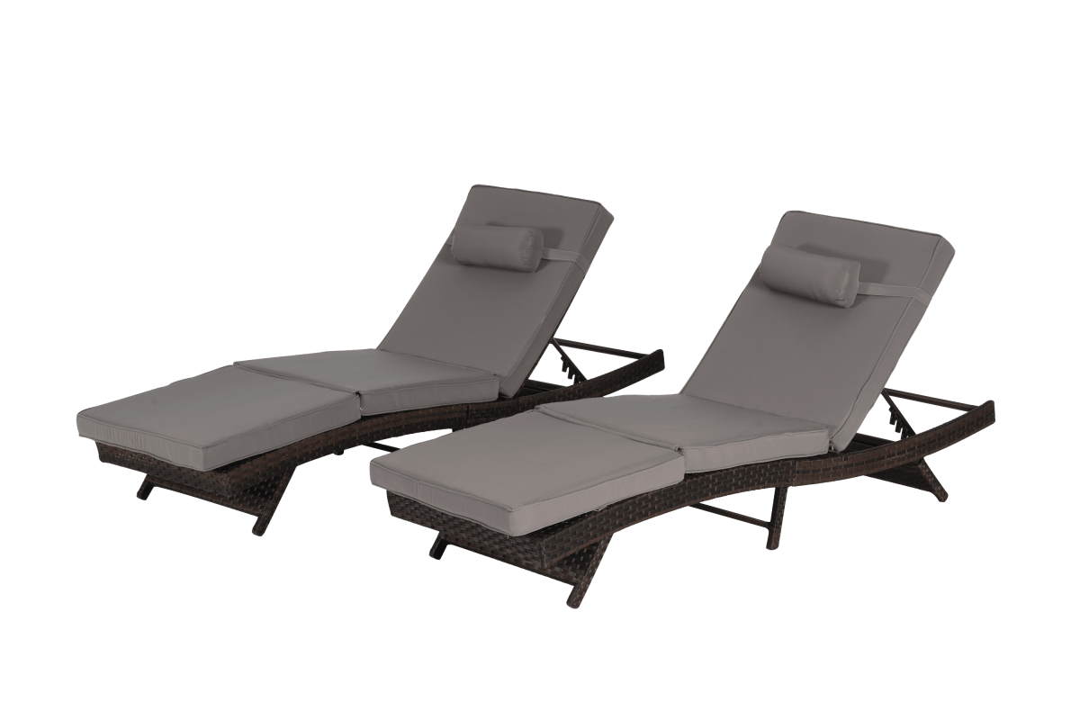 Set Of 2 Outdoor Wicker Reclining Lounge Chairs - Sleep Galleria