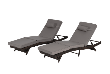 Set Of 2 Outdoor Wicker Reclining Lounge Chairs - Driftwood - Sleep Galleria