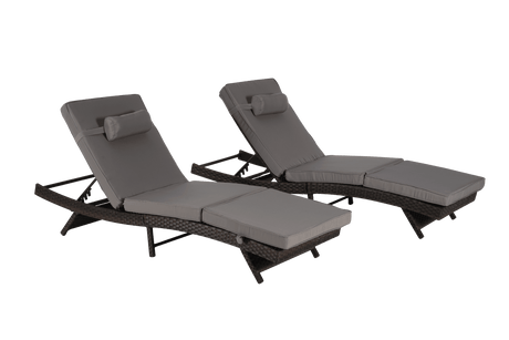 Set Of 2 Outdoor Wicker Reclining Lounge Chairs - Driftwood - Sleep Galleria