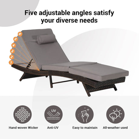 Set Of 2 Outdoor Wicker Reclining Lounge Chairs - Driftwood - Sleep Galleria