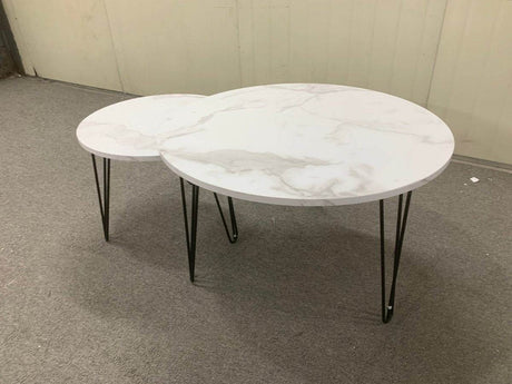 Set Of 2 Round Nesting Coffee Tables With Metal Frame - Driftwood - Sleep Galleria