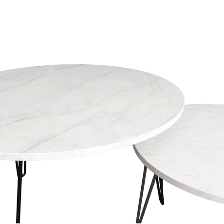Set Of 2 Round Nesting Coffee Tables With Metal Frame - Driftwood - Sleep Galleria