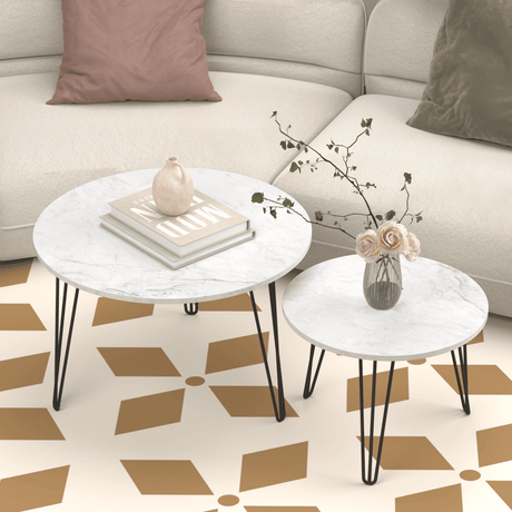 Set Of 2 Round Nesting Coffee Tables With Metal Frame - Driftwood - Sleep Galleria