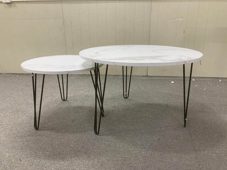 Set Of 2 Round Nesting Coffee Tables With Metal Frame - Driftwood - Sleep Galleria
