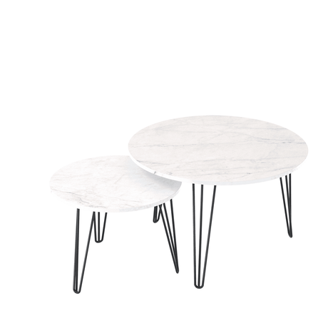 Set Of 2 Round Nesting Coffee Tables With Metal Frame - Driftwood - Sleep Galleria