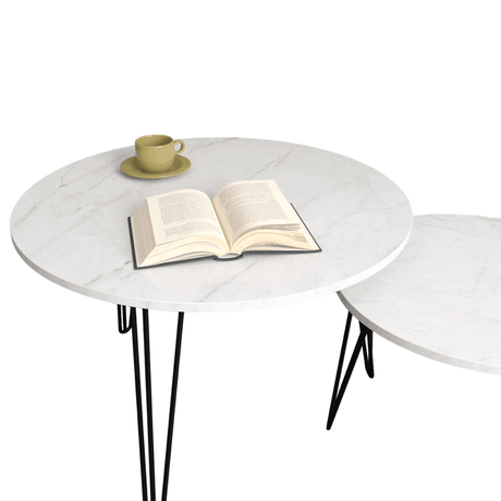 Set Of 2 Round Nesting Coffee Tables With Metal Frame - Driftwood - Sleep Galleria