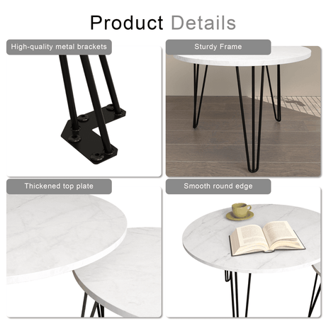 Set Of 2 Round Nesting Coffee Tables With Metal Frame - Driftwood - Sleep Galleria
