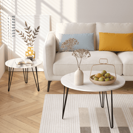 Set Of 2 Round Nesting Coffee Tables With Metal Frame - Driftwood - Sleep Galleria