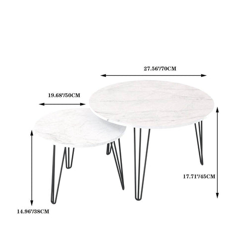 Set Of 2 Round Nesting Coffee Tables With Metal Frame - Driftwood - Sleep Galleria