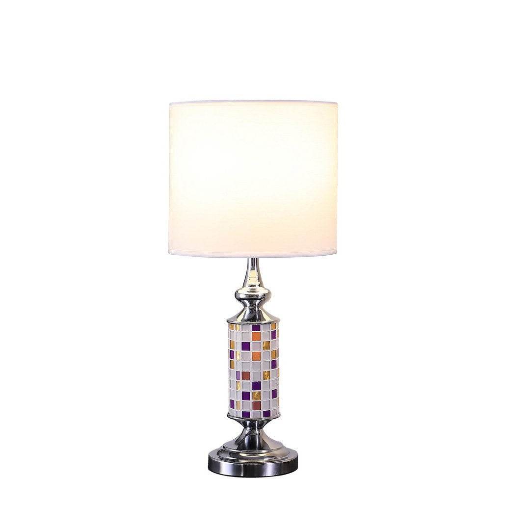 Silver Chrome Metal Mosaic Glass Table Lamp - Driftwood - Sleep Galleria