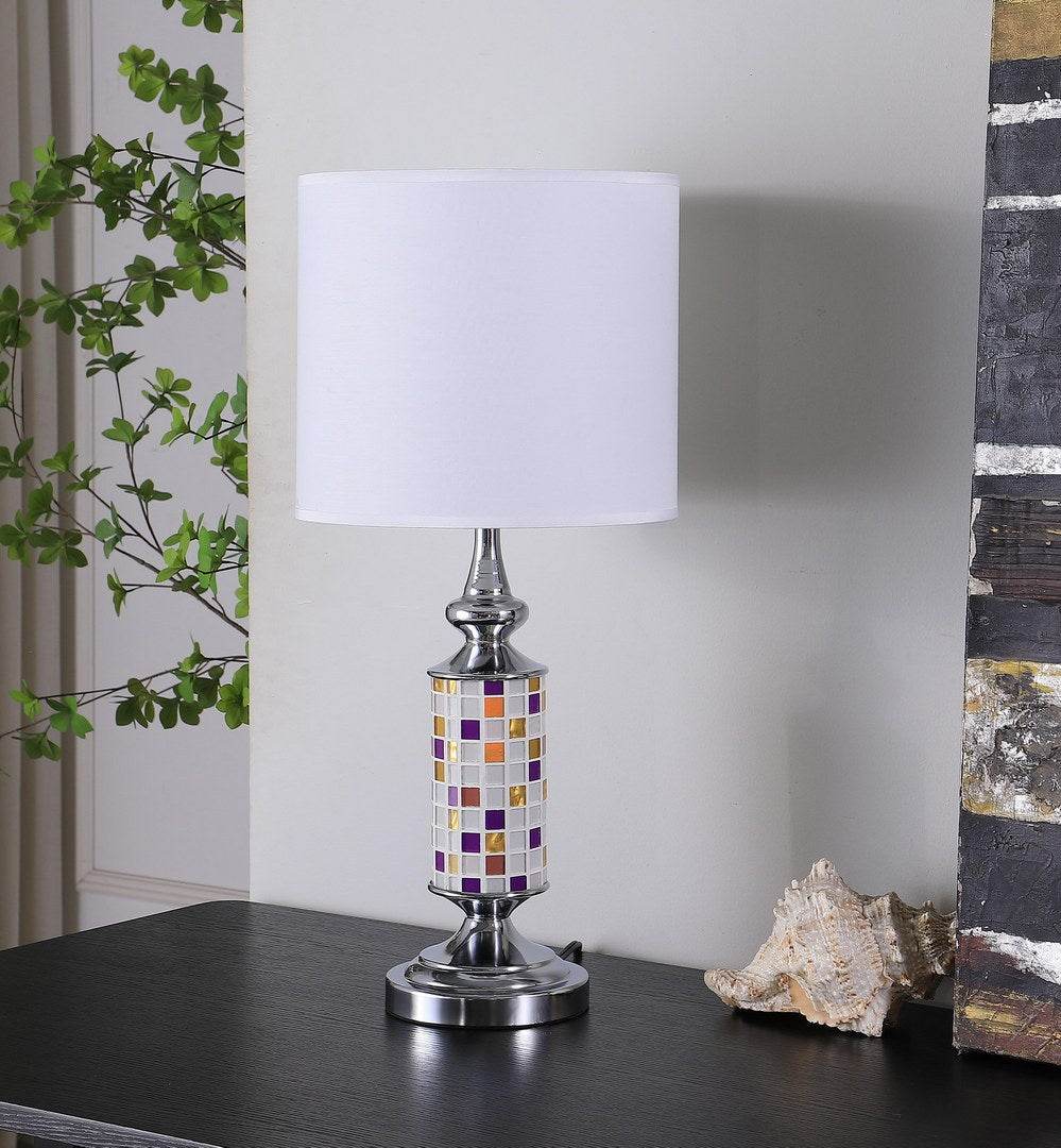 Silver Chrome Metal Mosaic Glass Table Lamp - Driftwood - Sleep Galleria