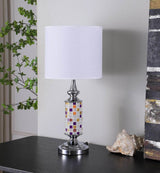 Silver Chrome Metal Mosaic Glass Table Lamp - Driftwood - Sleep Galleria