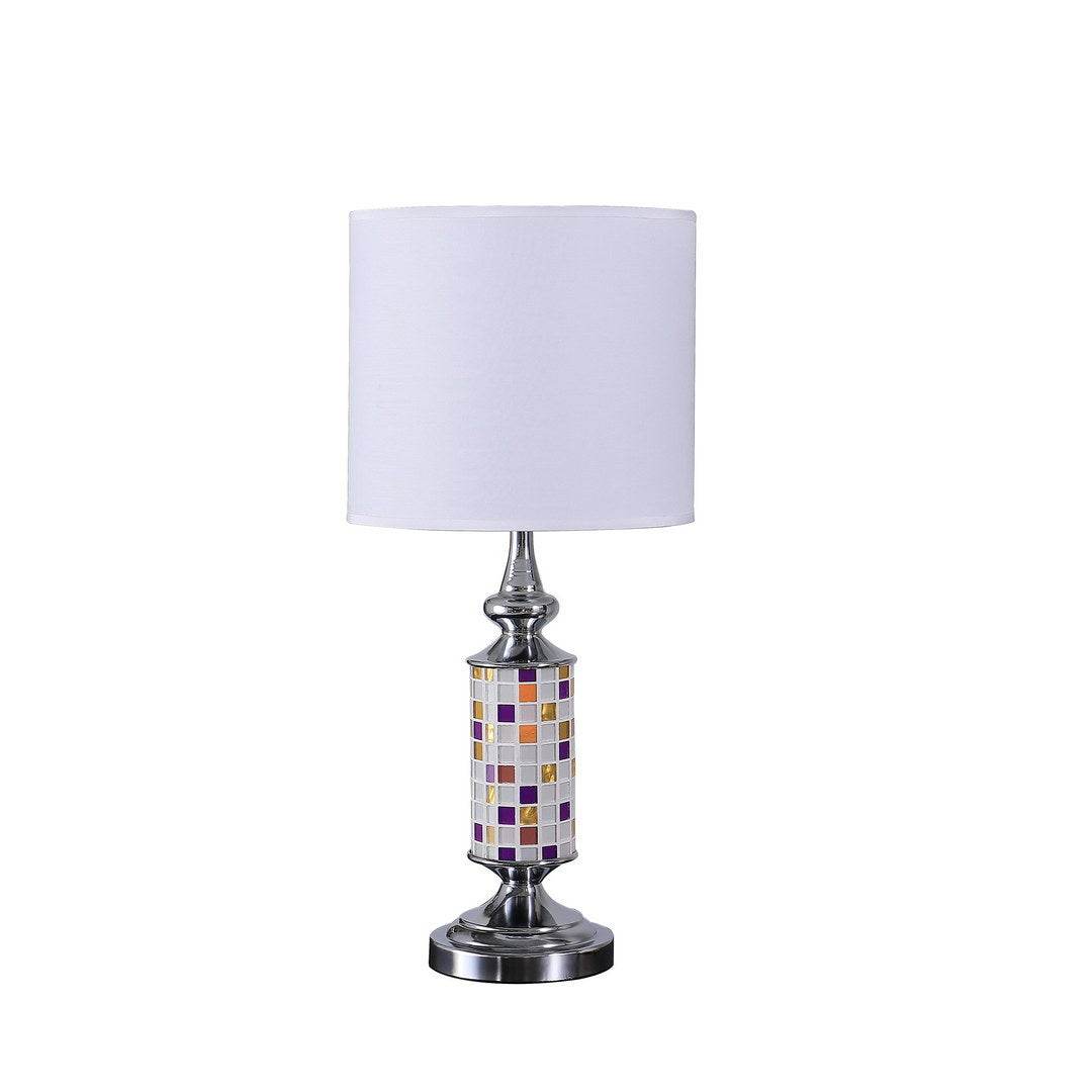 Silver Chrome Metal Mosaic Glass Table Lamp - Driftwood - Sleep Galleria