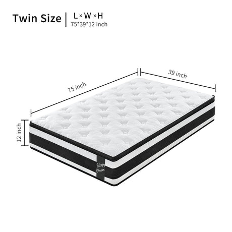 Soft Hybrid 12-Inch Memory Foam Pocket Spring Mattress - Sleep Galleria