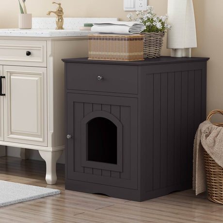 Solid Wood Cat Litter Box Enclosure With Drawer - Sleep Galleria
