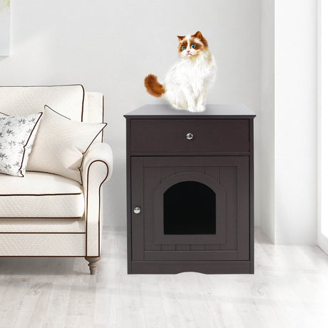Solid Wood Cat Litter Box Enclosure With Drawer - Sleep Galleria