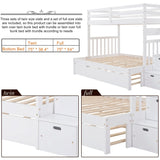 Solid Wood Twin Over Twin Full Bunk Bed With Trundle - Driftwood - Sleep Galleria