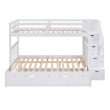 Solid Wood Twin Over Twin Full Bunk Bed With Trundle - Driftwood - Sleep Galleria