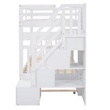 Solid Wood Twin Over Twin Full Bunk Bed With Trundle - Driftwood - Sleep Galleria