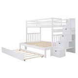 Solid Wood Twin Over Twin Full Bunk Bed With Trundle - Driftwood - Sleep Galleria