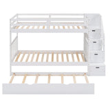 Solid Wood Twin Over Twin Full Bunk Bed With Trundle - Driftwood - Sleep Galleria
