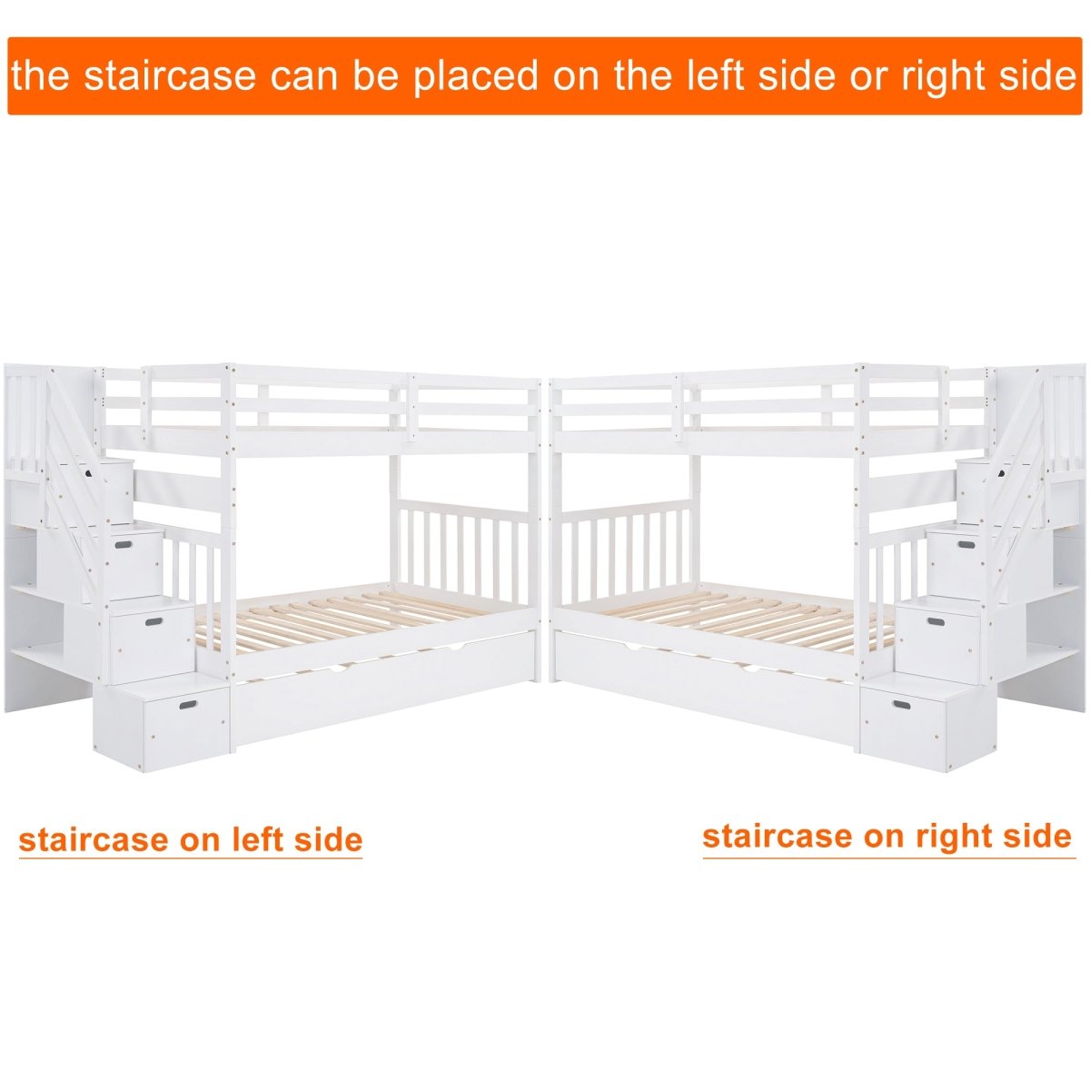 Solid Wood Twin Over Twin Full Bunk Bed With Trundle - Driftwood - Sleep Galleria