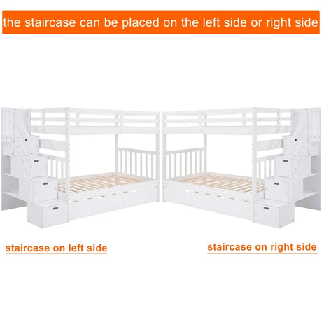 Solid Wood Twin Over Twin Full Bunk Bed With Trundle - Driftwood - Sleep Galleria