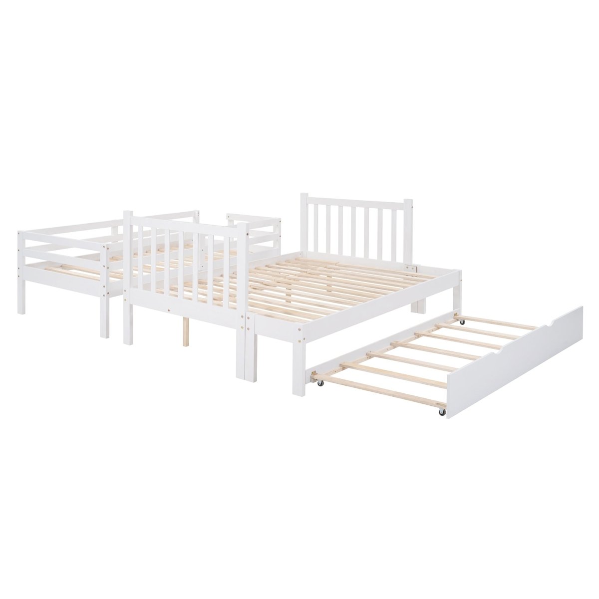 Solid Wood Twin Over Twin Full Bunk Bed With Trundle - Driftwood - Sleep Galleria
