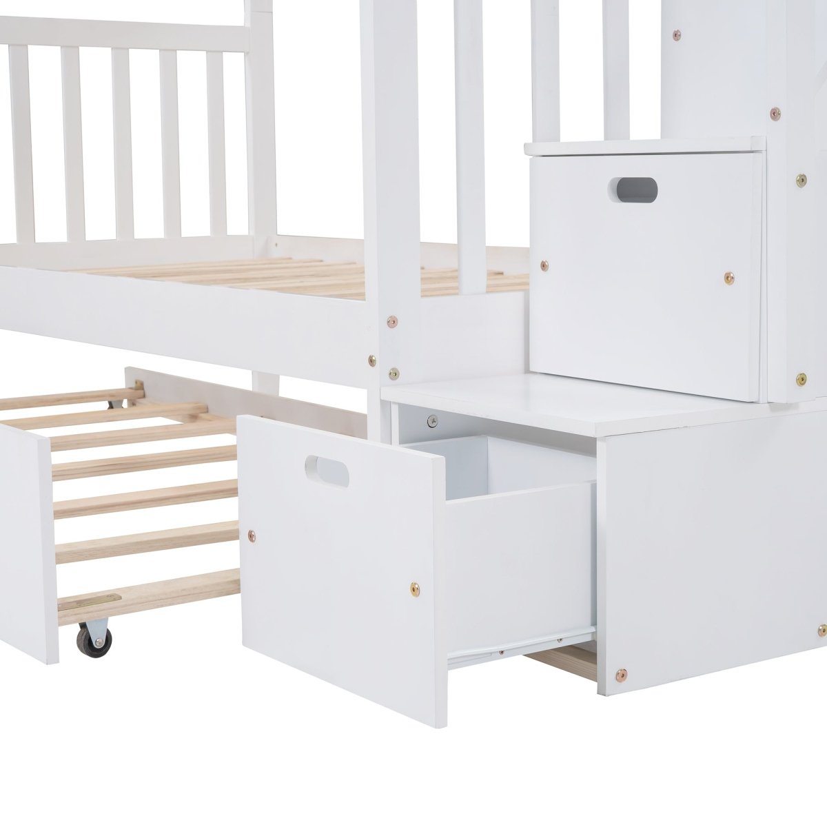 Solid Wood Twin Over Twin Full Bunk Bed With Trundle - Driftwood - Sleep Galleria