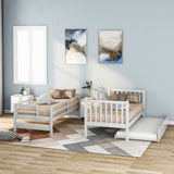 Solid Wood Twin Over Twin Full Bunk Bed With Trundle - Driftwood - Sleep Galleria