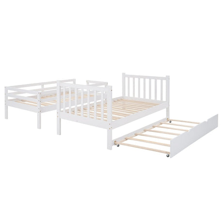 Solid Wood Twin Over Twin Full Bunk Bed With Trundle - Driftwood - Sleep Galleria