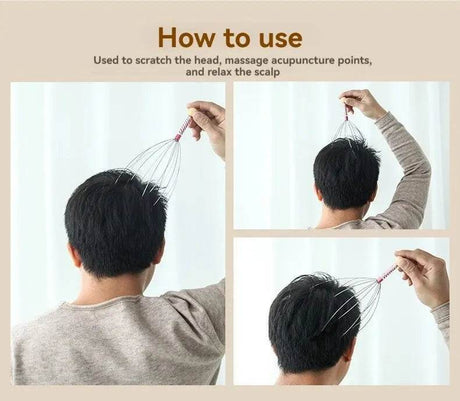 Stainless Steel Octopus Head Scalp Massage Relaxer - Driftwood - Sleep Galleria