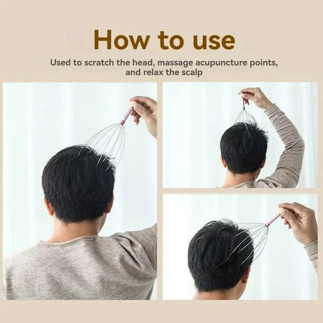 Stainless Steel Octopus Head Scalp Massage Relaxer - Driftwood - Sleep Galleria