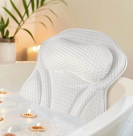 Thick Supportive Bath Pillow With Strong Suction Cups - Driftwood - Sleep Galleria