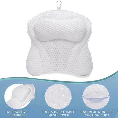 Thick Supportive Bath Pillow With Strong Suction Cups - Driftwood - Sleep Galleria