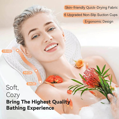 Thick Supportive Bath Pillow With Strong Suction Cups - Driftwood - Sleep Galleria