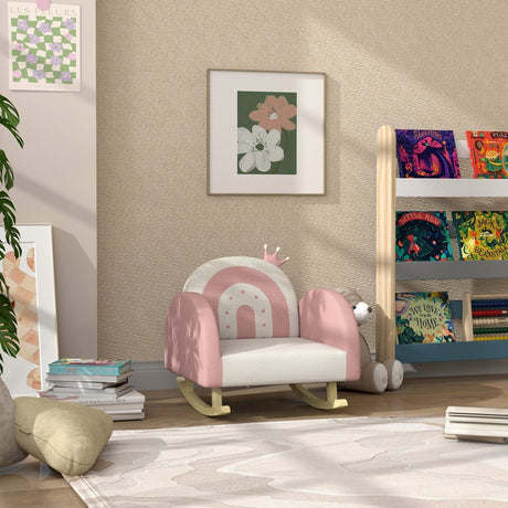 Toddler Velvet Pink Princess Crown Rocking Chair - Driftwood - Sleep Galleria
