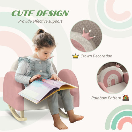 Toddler Velvet Pink Princess Crown Rocking Chair - Driftwood - Sleep Galleria