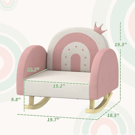 Toddler Velvet Pink Princess Crown Rocking Chair - Driftwood - Sleep Galleria