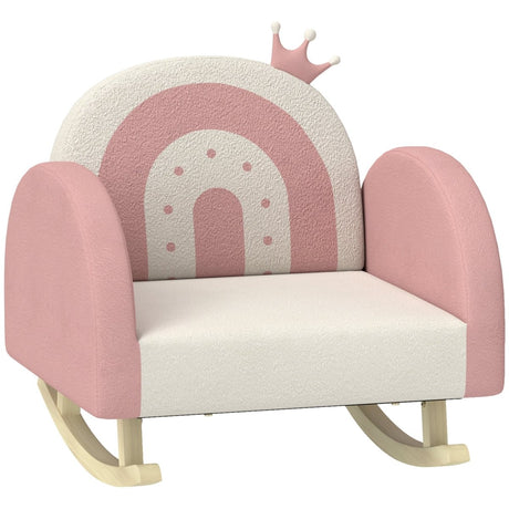 Toddler Velvet Pink Princess Crown Rocking Chair - Driftwood - Sleep Galleria