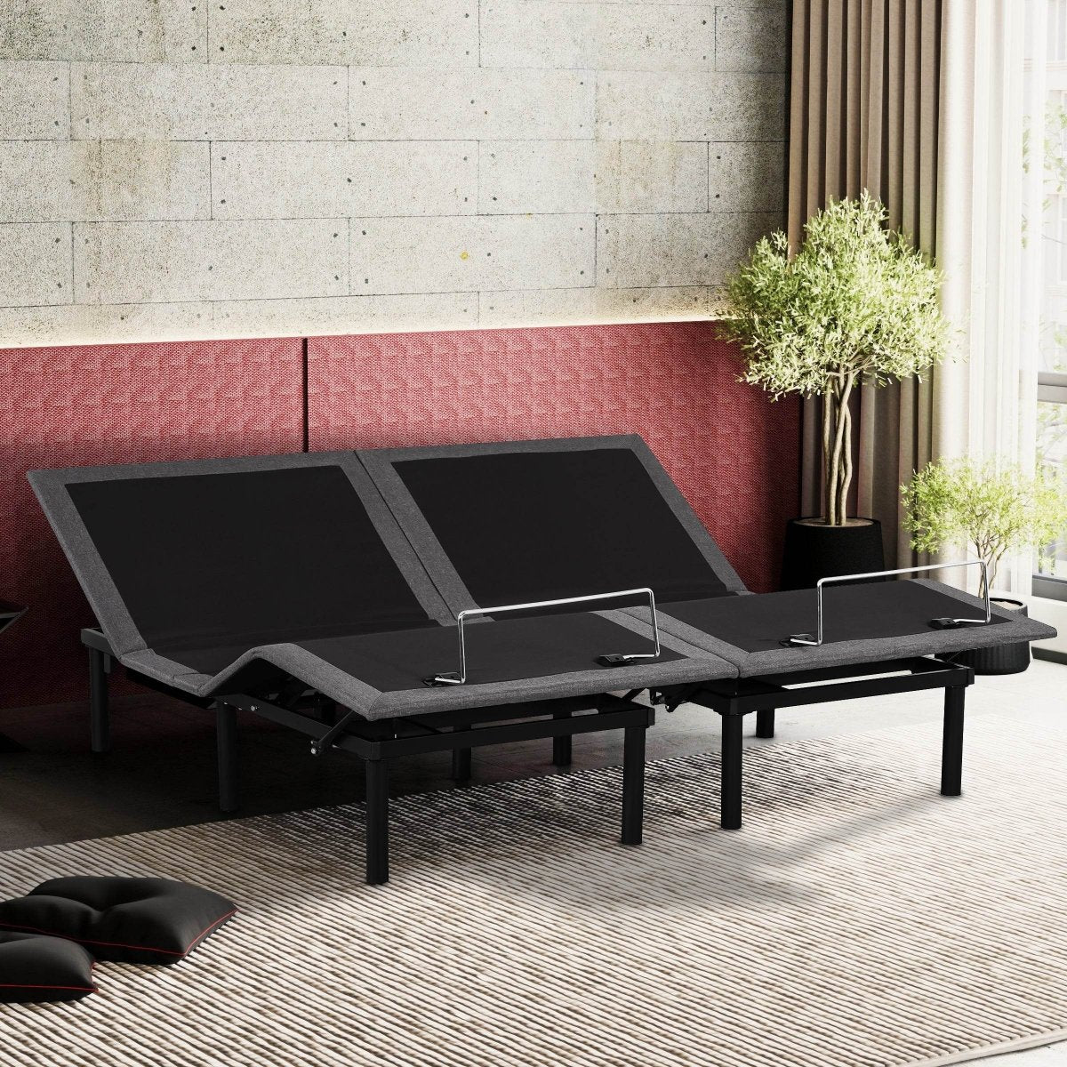 Traditional Split King Adjustable Bed Base With Wired Remote - Driftwood - Sleep Galleria