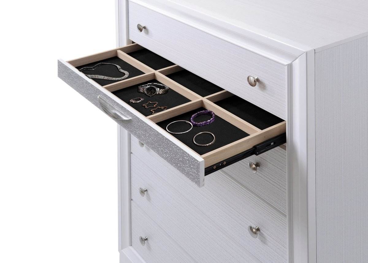 Traditional White Wood 5-Piece Bedroom Furniture Set - Sleep Galleria