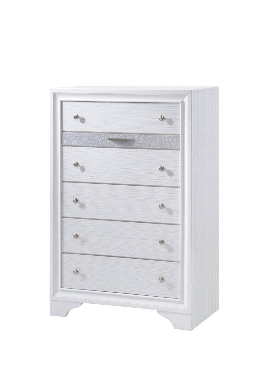 Traditional White Wood 5-Piece Bedroom Furniture Set - Sleep Galleria
