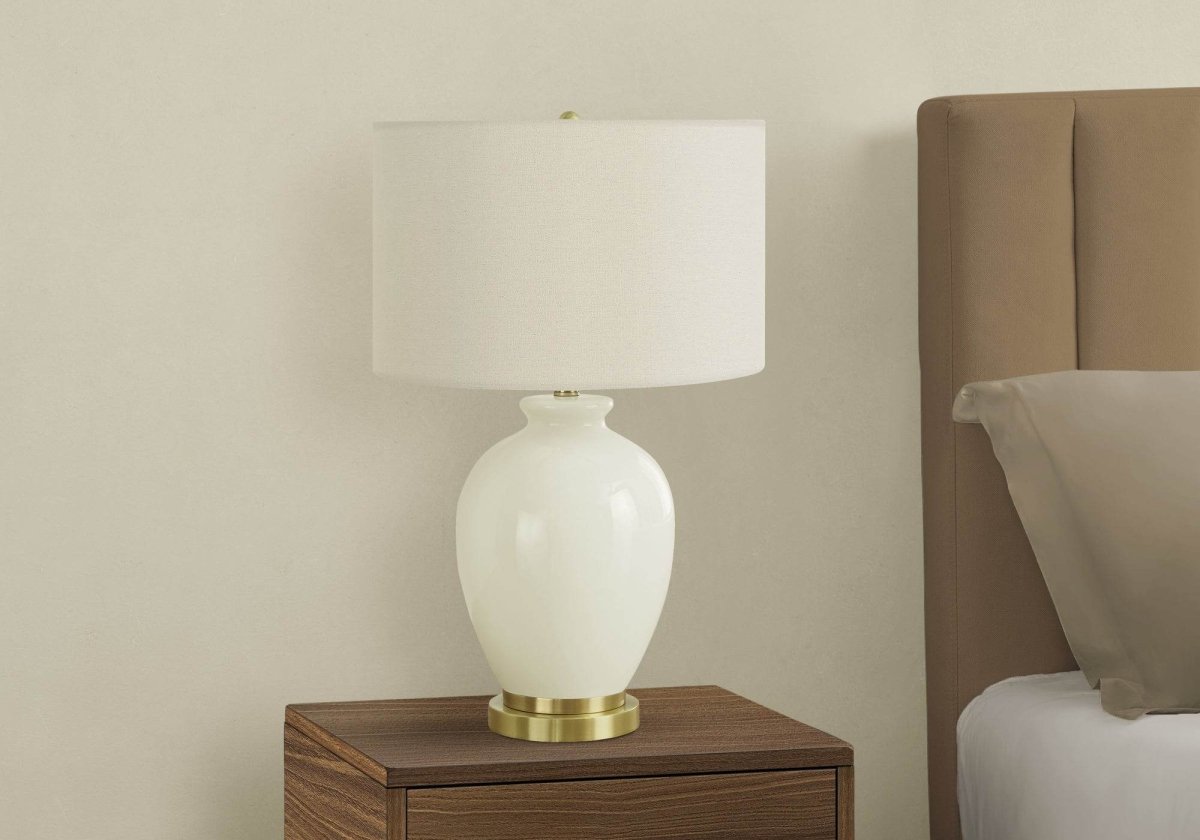Transitional Cream Ceramic Table Lamp With Ivory Shade - Driftwood - Sleep Galleria