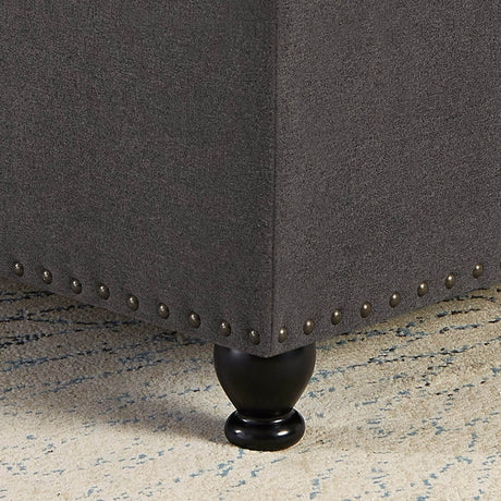 Tufted Square Linen Storage Ottoman With Wood Legs - Driftwood - Sleep Galleria