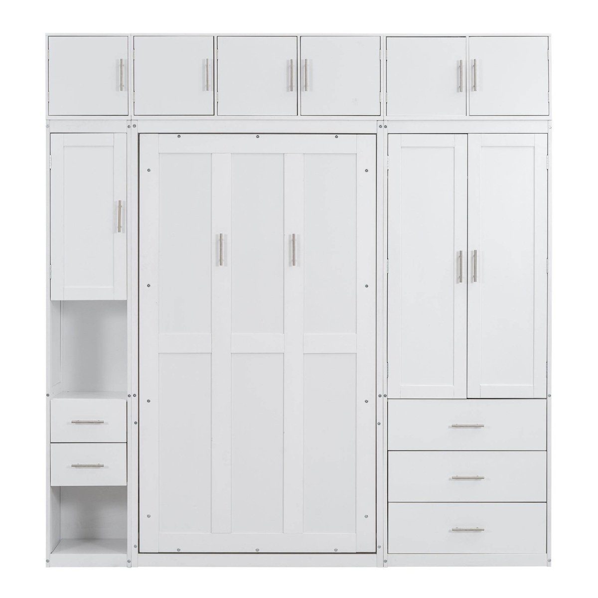 Twin Murphy Bed Frame With Lockers And Wardrobes - Driftwood - Sleep Galleria