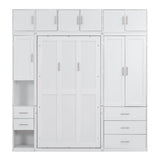 Twin Murphy Bed Frame With Lockers And Wardrobes - Driftwood - Sleep Galleria