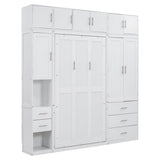 Twin Murphy Bed Frame With Lockers And Wardrobes - Driftwood - Sleep Galleria